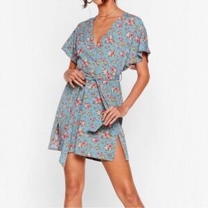 NWT NASTY GAL Call In Slick Floral Mini Dress